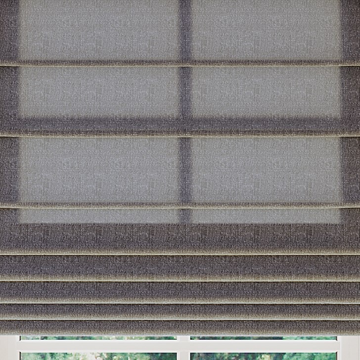 Color: Jasper Coal SW238; Light Filtering Liner: White; Mount: Inside; Fold Style: Hobbled; Lift: Cordless;