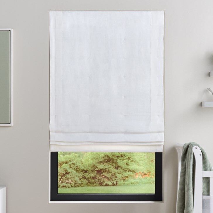 Color: Gent Bright White SW183; Opacity: Blackout; Liner: White; Fold Style: Standard Flat Fold Seamless; Banding: Magnolia; Lift: Cordless