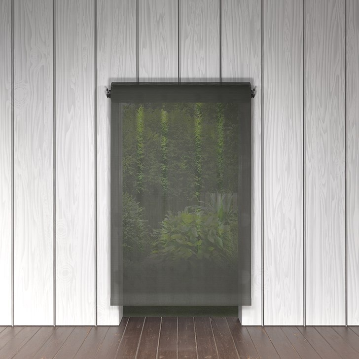 Color: Palermo 1% Earthen; Headrail: Reverse Roll No Valance; Mount: Outside