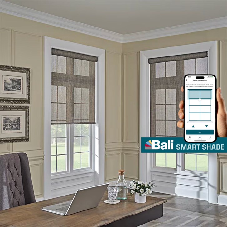 Bali Smart Shade - Solar Shade with EasyTouch Cordless Lift, Fabric-Wrapped Hem Bar: Landon, Sapling 10094