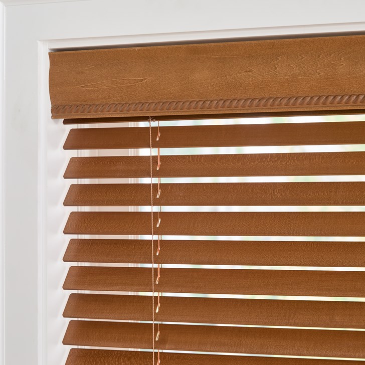Color: Mink 130; Lift and Tilt: Motorized; Slats: Rounded Corners; Valance: 4 Inch Cord